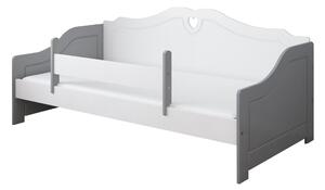 BabyBeds Dětská postel ZUZANA srdíčka Velikost postele: 180x80 cm, Barevné provedení: bílá a šedá, Úložný prostor: Ne, bez úložného prostoru