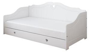 BabyBeds Dětská postel ZUZANA srdíčka 200x90 Barevné provedení: bílá a šedá, Úložný prostor: Ano, s úložným prostorem