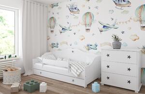 BabyBeds Dětská postel FRANIO hvězdičky Velikost postele: 180x80 cm, Barevné provedení: Bílá, Úložný prostor: Ano, s úložným prostorem