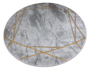 Makro Abra Kulatý koberec EMERALD 1022 Luxusní moderní geometrický šedý zlatý Rozměr: průměr 120 cm