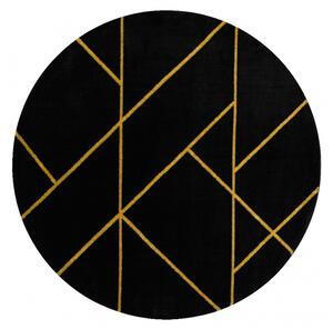 Makro Abra Kulatý koberec EMERALD 1012 Luxusní geometrický černý zlatý Rozměr: průměr 120 cm