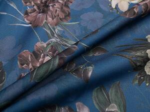 Teflonová látka na ubrusy TF-061 Květiny na modrém - šířka 155 cm