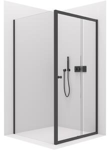 Cerano Varone, sprchový kout s posuvnými dveřmi 120(dveře) x 90 (stěna) x 195 cm, 6mm čiré sklo, černý profil, CER-CER-DY50512090