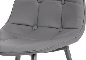 Jídelní židle EZRA — ekokůže, kov, šedá