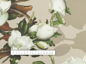 Biante Dekorační povlak na polštář TF-063 Květy gardénie na hnědobéžovém 50 x 70 cm