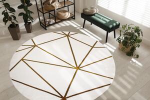 Makro Abra Kulatý koberec EMERALD 1013 Luxusní geometrický krémový zlatý Rozměr: průměr 120 cm
