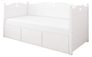 BabyBeds Dětská postel BELLA 200x90 srdíčka se třemi zásuvky Barevné provedení: Bílá