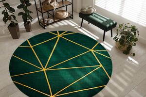 Makro Abra Kulatý koberec EMERALD 1013 Luxusní geometrický zelený zlatý Rozměr: průměr 160 cm
