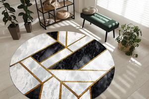 Makro Abra Kulatý koberec EMERALD 1015 Luxusní mramor geometrický krémový černý zlatý Rozměr: průměr 120 cm