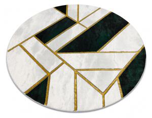 Makro Abra Kulatý koberec EMERALD 1015 Luxusní mramor geometrický krémový zelený zlatý Rozměr: průměr 160 cm