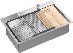 Quadron Burt ocelový dřez se sifonem 76x49 cm ocel MF76050BS