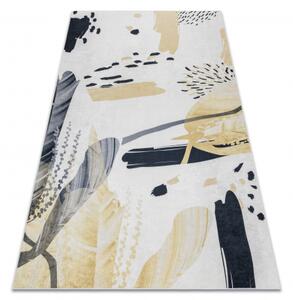 Dywany Luszczow Kusový koberec ANDRE pratelný 1097 Abstrakce protiskluz, bílá / žlutá Rozměr koberce: 80 x 150 cm