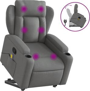 Zvedací masání polohovací křeslo tmav edé textil