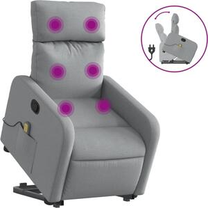 Zvedací masání polohovací křeslo svtle edé textil