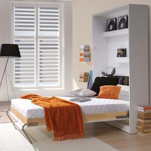 Sklápěcí postel vertikální 90x200 Basic s volitelnou skříní - bílý lesk