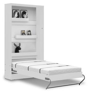 Vertikální sklápěcí postel 90x200 s volitelnou skříní - Bílý lesk