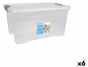 Úložný box s víkem Dem Kira Plastické Transparentní 20 L 40 x 28 x 26 cm (6 kusů)