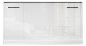 Horizontální sklápěcí postel 90x200 s volitelnou skříní - Bílý lesk