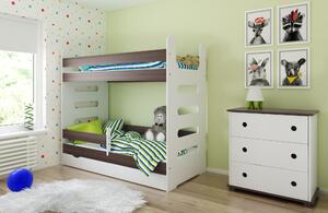 BabyBeds Dětská patrová postel MATI 180x80 Barevné provedení: Ořech, Úložný prostor: Ano, s úložným prostorem