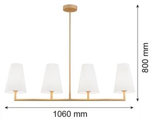 Argon 1828 - Lustr na tyči SAFIANO 4xE27/15W/230V zlatá
