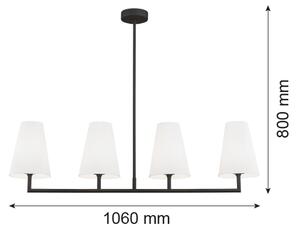 Argon 1831 - Lustr na tyči SAFIANO 4xE27/15W/230V černá