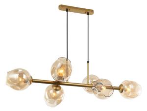 ITALUX PND-30843-6 GD+AMB - Lustr na lanku BORGO 6xE27/40W/230V zlatá