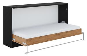 Sklápěcí postel horizontální Loft 90x200 Basic s volitelnou skříní - černá / dub lancelot