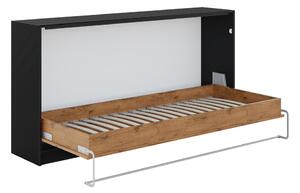 Sklápěcí postel horizontální Loft 90x200 Basic s volitelnou skříní - Černý / Dub lancelot