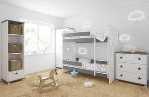 BabyBeds Dětská patrová postel STARS II 180x80 Barevné provedení: Šedá, Úložný prostor: Ne, bez úložného prostoru