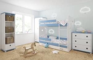 BabyBeds Dětská patrová postel STARS II 180x80 Barevné provedení: Modrá, Úložný prostor: Ano, s úložným prostorem