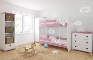 BabyBeds Dětská patrová postel STARS II 180x80 Barevné provedení: Růžová, Úložný prostor: Ne, bez úložného prostoru