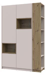 Skříň s výklenkem Dale 2d + otevřený regál 167 cm, kašmír / dub artisan / kašmír