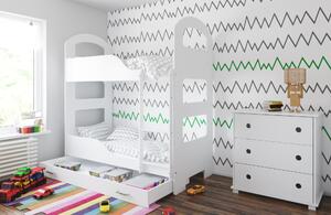 BabyBeds Dětská patrová postel HONZÍK 180x80 Barevné provedení: Bílá, Úložný prostor: Ano, s úložným prostorem