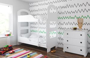 BabyBeds Dětská patrová postel HONZÍK 180x80 Barevné provedení: Bílá, Úložný prostor: Ne, bez úložného prostoru