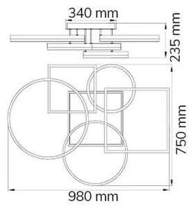Wofi 11981 - LED Stmívatelný přisazený lustr VAASA LED/80W/230V