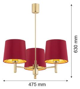 Argon 6266 - Lustr na tyči PONTE PLUS 3xE27/15W/230V červená