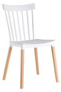 Jídelní židle ALCA — masiv buk/plast, bílá