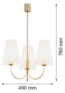 Argon 6267 - Lustr na tyči SAFIANO 3xE27/15W/230V zlatá