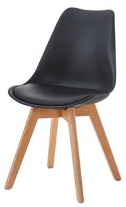 Jídelní židle QUATRO – plast, masiv buk/plast, černá