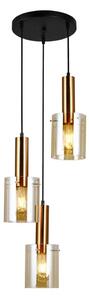ITALUX PND-5581-3A-BRO+AMB - Lustr na lanku SARDO 3xE27/40W/230V černá/mosaz