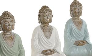 Dekorativní postava Home ESPRIT Bílý Zelená Tyrkysová Buddha Orientální 12 x 12 x 18,5 cm (3 kusů)