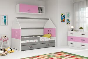 BMS Group Dětská postel domeček s úložným prostorem DOMI 160x80 grafit Doplňující barva: Zelená