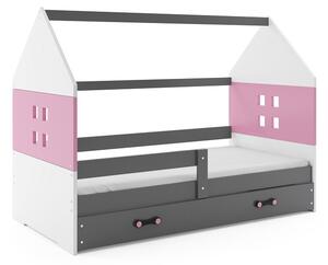 BMS Group Dětská postel domeček s úložným prostorem DOMI 160x80 grafit Doplňující barva: Bílá