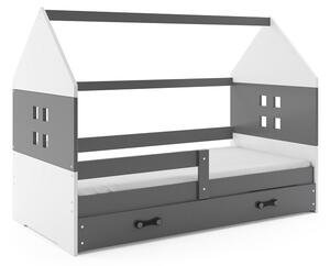 BMS Group Dětská postel domeček s úložným prostorem DOMI 160x80 grafit Doplňující barva: Růžová