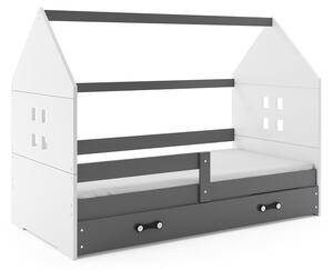 BMS Group Dětská postel domeček s úložným prostorem DOMI 160x80 grafit Doplňující barva: Bílá
