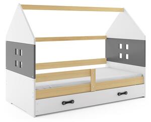 BMS Group Dětská postel domeček s úložným prostorem DOMI 160x80 borovice Doplňující barva: Růžová