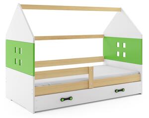BMS Group Dětská postel domeček s úložným prostorem DOMI 160x80 borovice Doplňující barva: Zelená