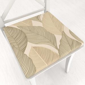 Biante Sametový čtvercový podsedák Tamara TMR-046 Přírodní pnoucí listy na krémovém - 38x38x3 cm