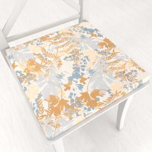 Biante Sametový čtvercový podsedák Tamara TMR-043 Hnědo-modré designové rostliny - 38x38x3 cm