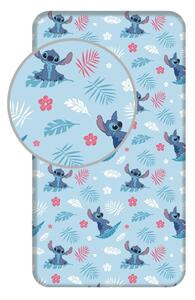 Modré napínací bavlněné dětské prostěradlo na jednolůžko 90x200 cm Lilo & Stitch "Blue" – Jerry Fabrics